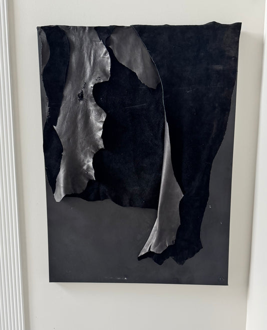 leather on canvas art work